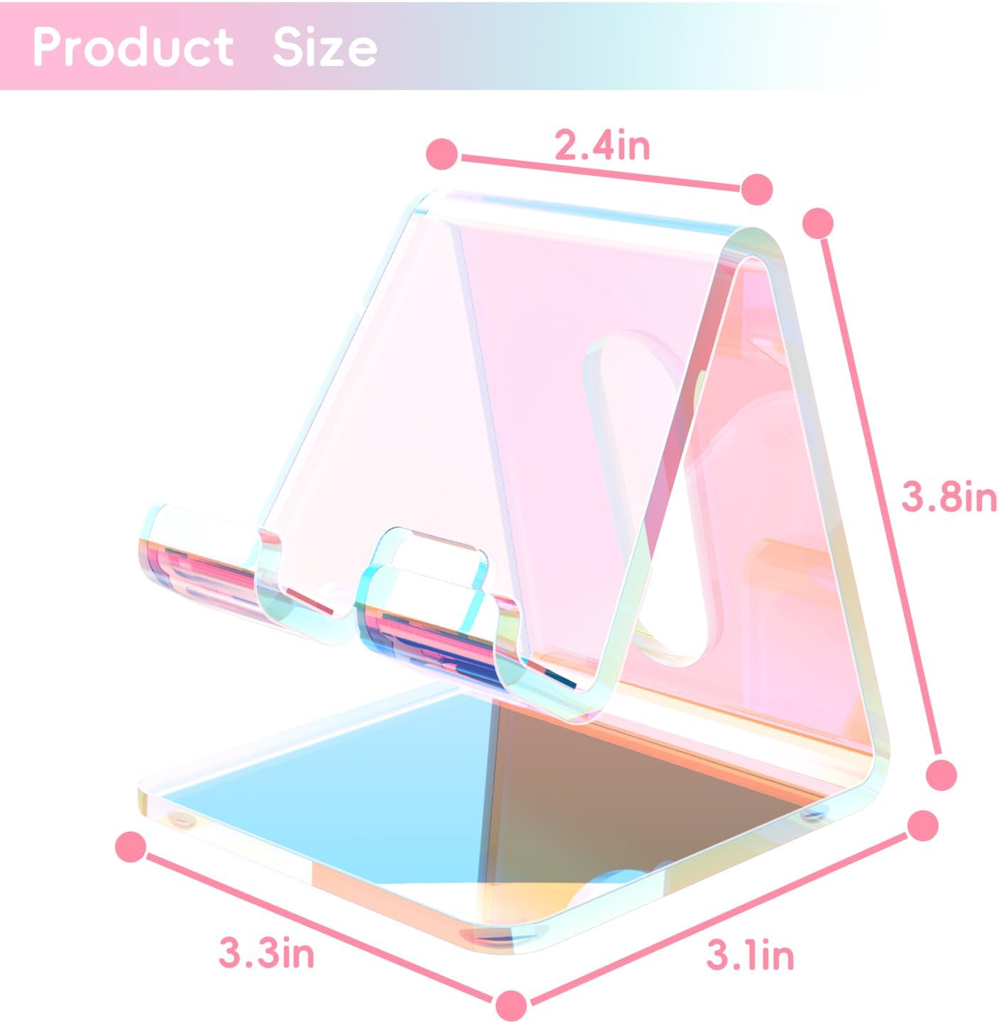 Crpich Acrylic Cell Phone Stand, Portable Clear Phone Stand for Desk, Compatible with Phone16 15 14 13 Pro Max Mini 12 11 Plus SE, Switch, Android Smartphone, Pad, Tablet, Desk Accessories