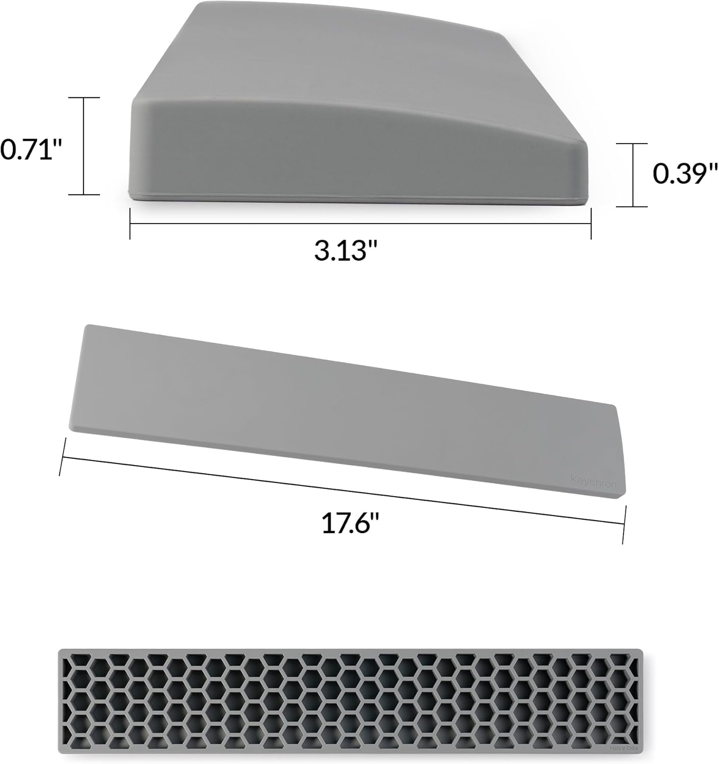 Silicone Wrist Rest for Keychron K10 Pro / K10 Max/ K10 HE / Q6 / Q6 Pro / Q6 Max / Q6 HE / V6 / V6 Max, 17.6" Non-Slip Palm Rest, 100% Full-Sized Mechanical Keyboards Support with Typing Pain Relief