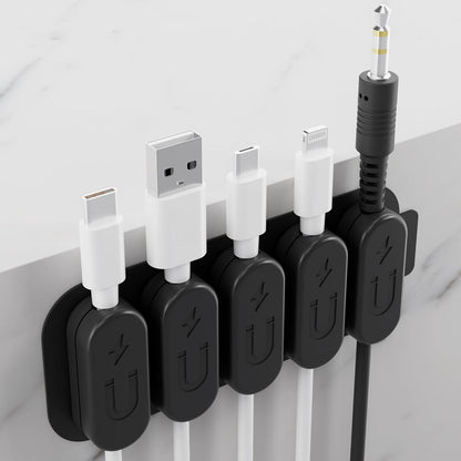CHARGEWORX Pack of 5 Magnetic Cable Clips, Adhesive Cord Organizer for Desk, Nightstand, Wall or Car, Wire Holder for USB-C, Lightning and Micro-USB Cables
