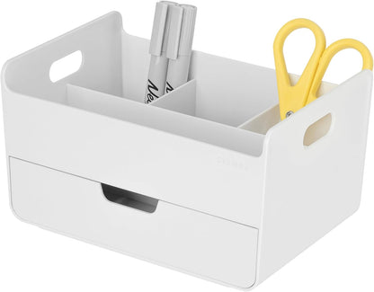 BLUE GINKGO Compact Desk Organizer – Small 5-Compartment, Half Drawer Storage – Pen Holder, Stationery Organizer for Desktop, Vanity, Shelf (Made in Korea, Green)