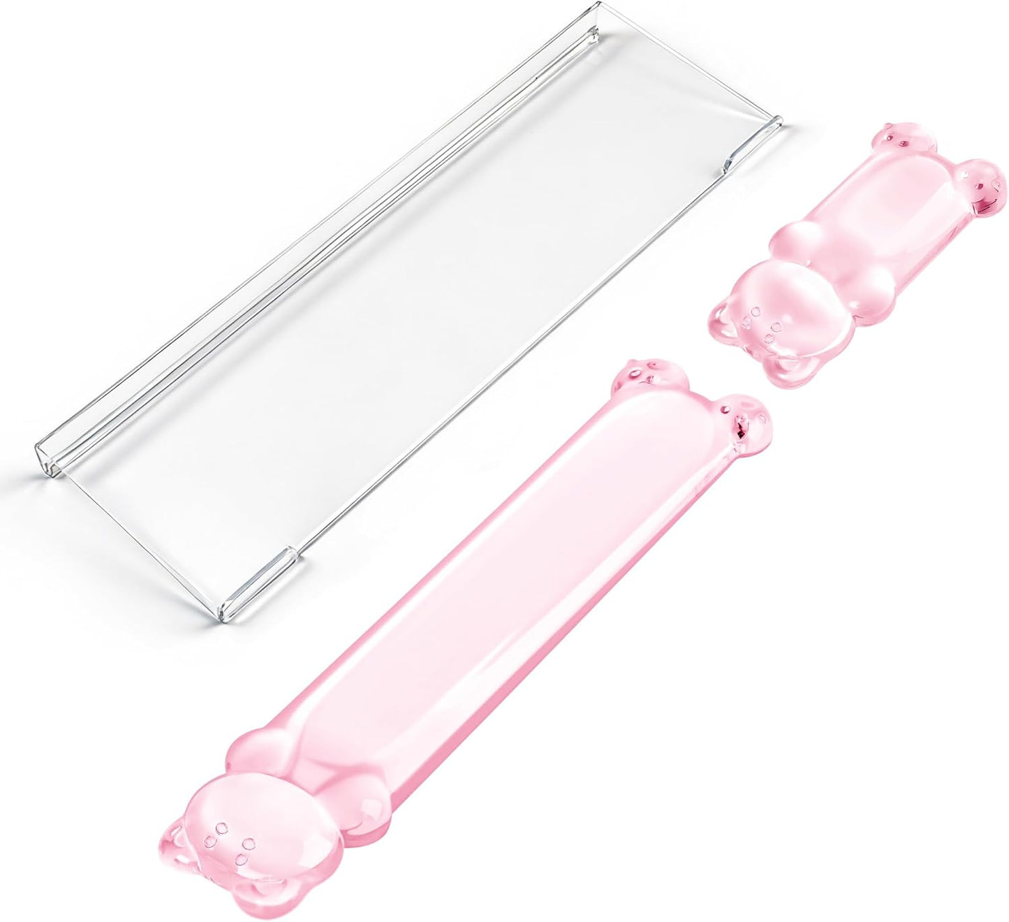 16.9inch Computer Keyboard Stand for Desktop, Gel Keyboard Wrist Rest Set for Ergonomic Typing, Comfort & Support for Office, Work, Gaming (Cute White Bear)