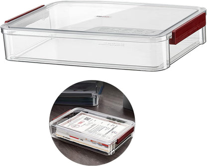 Clear File Storage Box with Lids, A4 Storage Box for 8"x11" Paper, Plastic A4 Container, Stackable Magazine File A4 Paper Project Case Bins, Desk Organizer Office Invoice Document