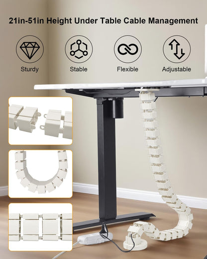Under Desk Cable Management Vertebrae Fit for Sit Stand Desk Management, Magnetic Fixation Adjustable Length Cable Management Spinal, Flexible Chain Raceway Black