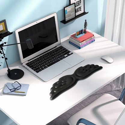 White Angel Wings Ergonomic Memory Foam Wrist Rest Computer Keyboard and Mouse Set Cute Gaming Keyboard Wrist Support pad PU Leather Surface Non-Slip and Waterproof Includes a Cleaning Brush