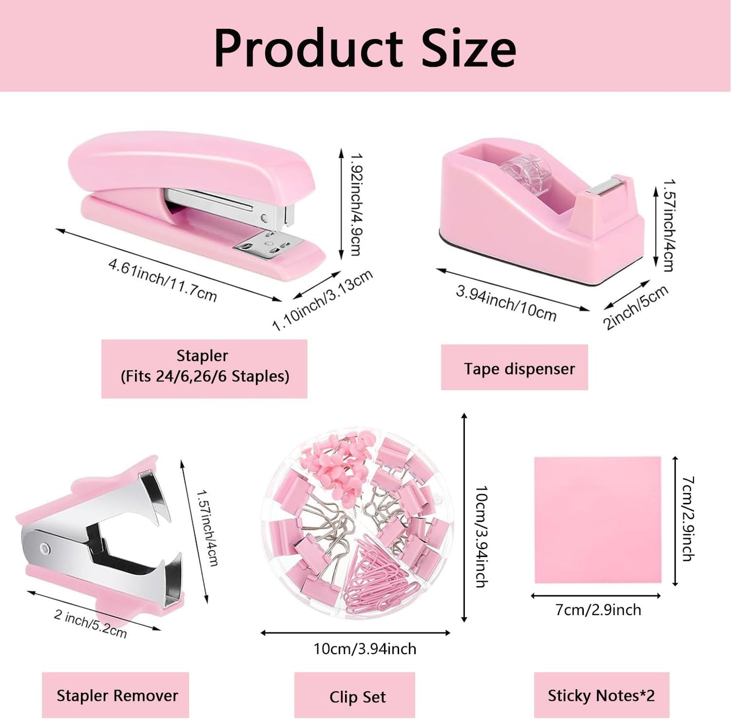 suniya Office Supplies,Gold Desk Accessories,with Stapler,Tape Dispenser,Pen Holder,Scissors,Phone Stand,Staple Remover,Ballpoint Pen,Clear Tape, Staples,Ruler,Clips,Best Gift for Business or Boss