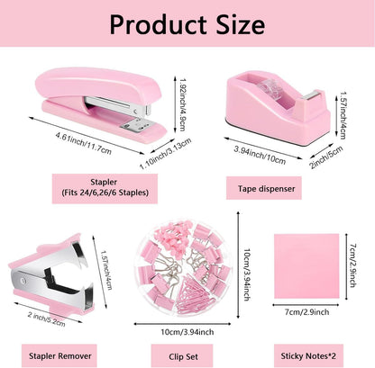 suniya Office Supplies,Gold Desk Accessories,with Stapler,Tape Dispenser,Pen Holder,Scissors,Phone Stand,Staple Remover,Ballpoint Pen,Clear Tape, Staples,Ruler,Clips,Best Gift for Business or Boss