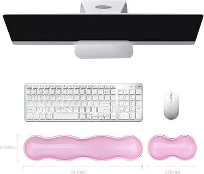 Gel Cloud Keyboard and Mouse Wrist Rest, Cute Wrist Support and Arm Support Keyboard Rest for Keyboard and Mouse Typing Pain Relief，Suitable for Office/Computer/Laptop/Gaming (Pink)
