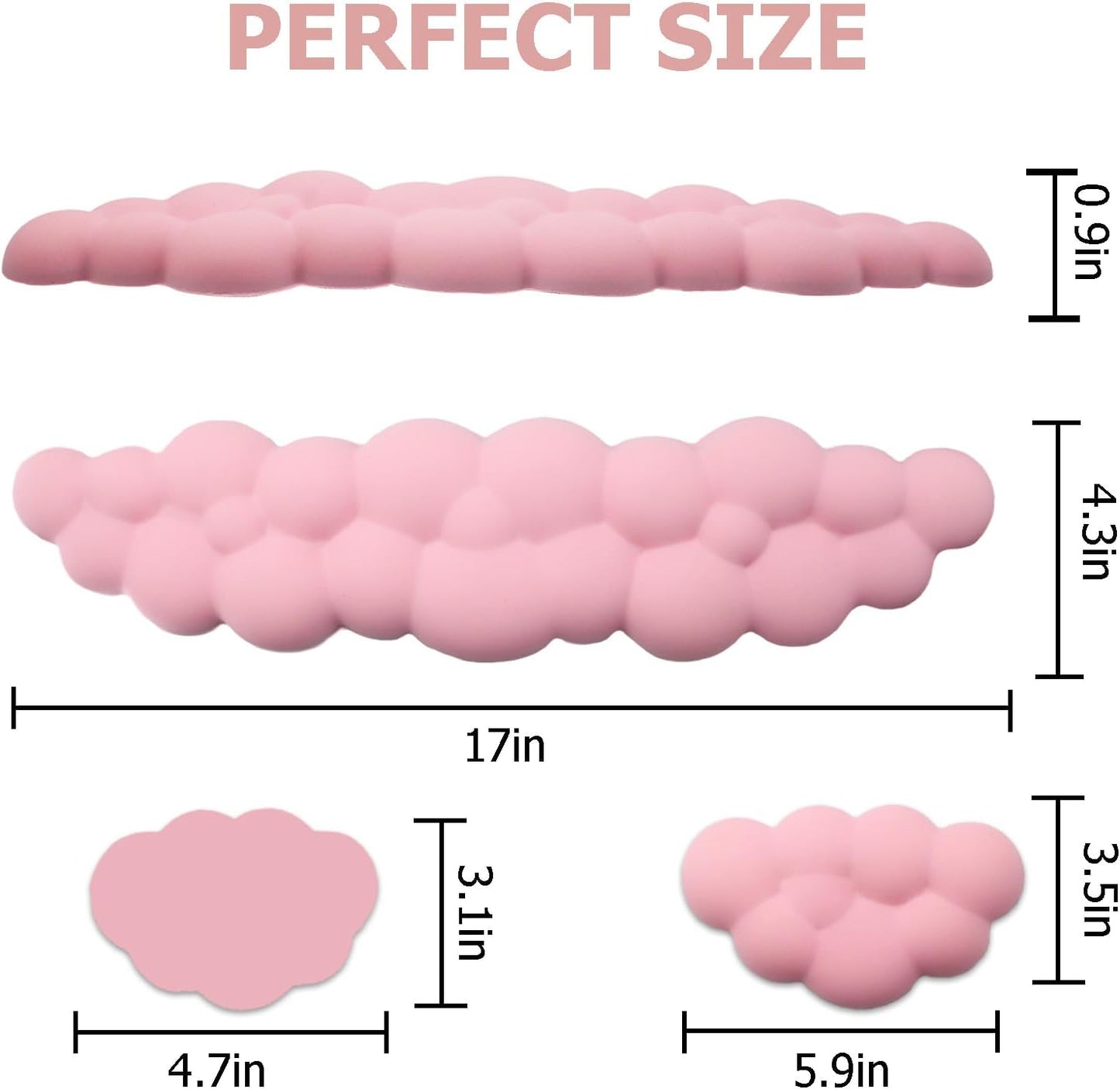 Ergonomic Keyboard Wrist Rest, PU Leather Memory Foam Cloud Wrist Rest for Computer Keyboard, Mouse Wrist Rest and Keyboard Pad for Gaming, Office, Computer, Laptop, Typing Pain Relief, Pastel Pink