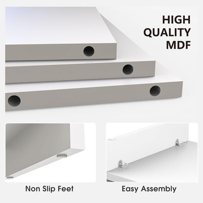 Fenge Monitor Stand, 31.5 Inch Computer Monitor Riser for Desk, 2 Tiers Wood Desk Shelf with Storage, Desktop Organizer for PC, Laptop, Screen, Printer