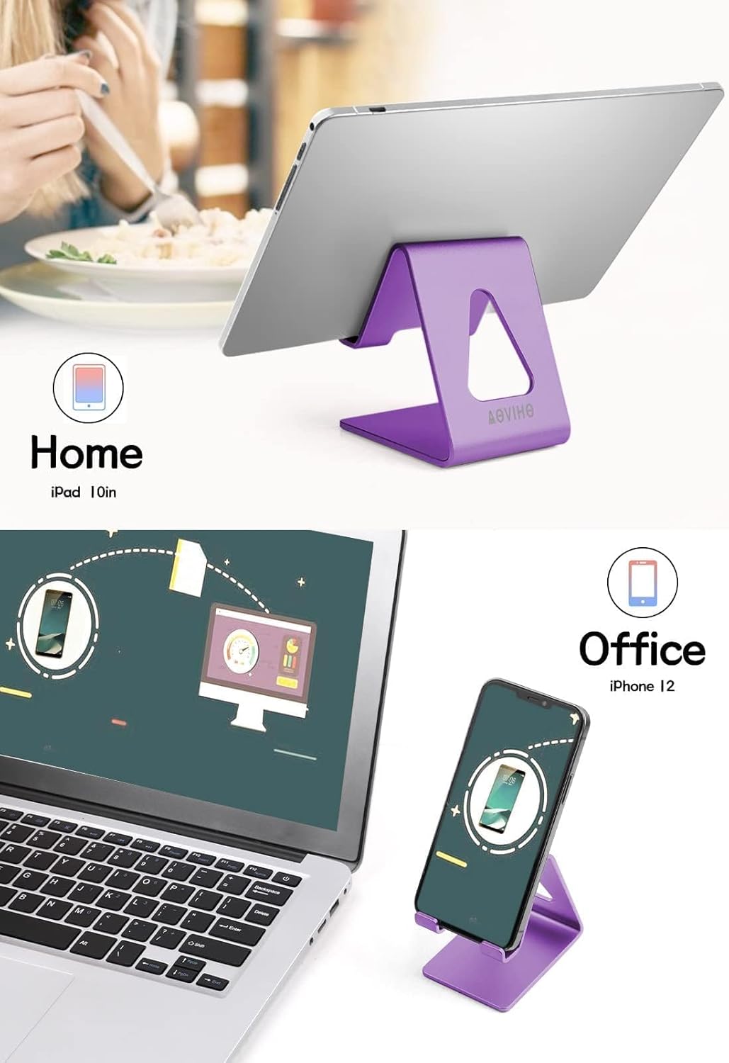 Aoviho Desk Cell Phone Stand Phone Holder, Aluminum Phone Cradle Dock for iPhone17 16 15 14 13 12 pro Mini 11 X Xs max 8 7 6 6s Plus SE Samsung All Smart Phones, Rose Gold