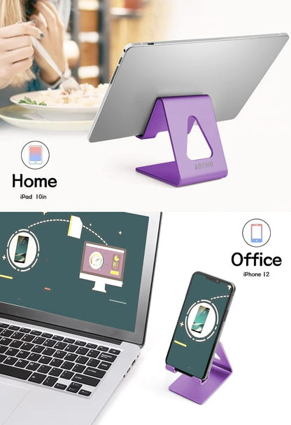 Aoviho Desk Cell Phone Stand Phone Holder, Aluminum Phone Cradle Dock for iPhone17 16 15 14 13 12 pro Mini 11 X Xs max 8 7 6 6s Plus SE Samsung All Smart Phones, Rose Gold