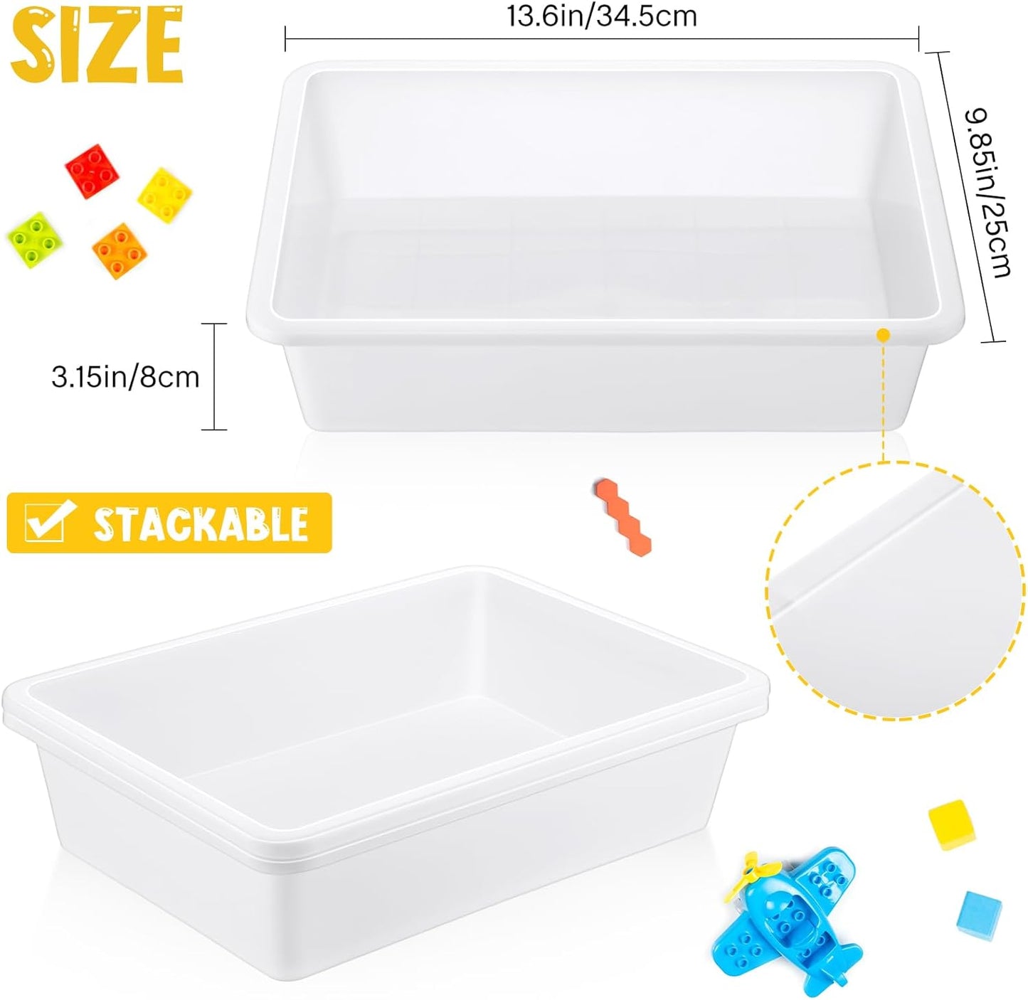Hoteam 10 Pcs Flat Storage Organizer Tray Bin Paper Tray for Classroom Plastic Stackable File Organizer for School Office Teacher Book Organization(Clear,13.78 x 9.84 x 3.15 Inch)