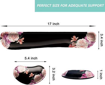 Keyboard Wrist Rest Mouse Wrist Support Set, Memory Foam Wrist Rest Pad for Computer Laptop Keyboard Mouse, Ergonomic Wrist Cushion Support for Typing Pain Relief, Gaming Home Office, Purple