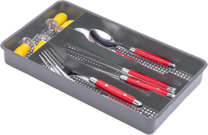 Dial Industries Small Cutlery, Utensil, Silverware Kitchen Drawer Organizer Tray, Clear