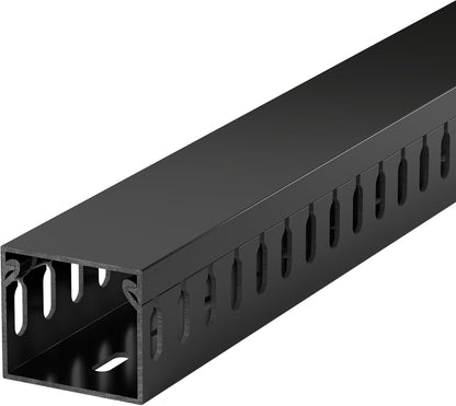 ZhiYo 2 x 2in Professional Server Rack Cable Management Raceway, 99in (6X L16.5in) Cable Raceway Kit, Electrically Safe PVC Open Slot Wire Raceway for Under Desk/Computer/Network Cords, Black