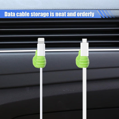 YoRise 4 PCS Mini Car Hooks, Silicone Thumb Up Cable Management, Self-Adhesive Car Key Holder, Multifunctional Wall Hanging Hook, Small Adhesive Hooks for Charging Cable Earphone (Blue)