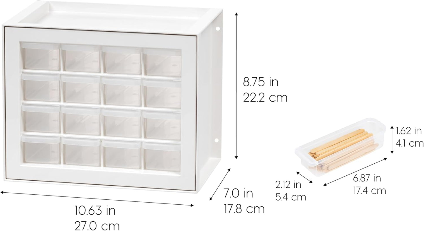 IRIS USA Small Parts Storage Cabinet, Made in USA, 64-Drawer Organizer Chest for Hardware, Screws, Nuts & Bolts, Charms, Beads, Craft Supplies, Scrapbook & Hobby Storage, Teacher Toolbox – White