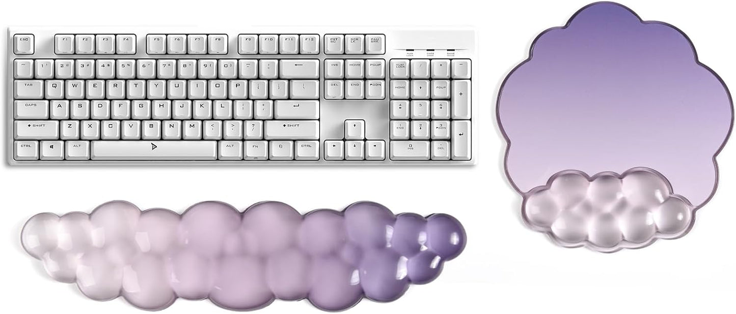Gel Wrist Rest and Cloud Mouse Pad Support for Keyboard and Mouse - Ergonomic Pink Keyboard Wrist Pad Set for Typing Pain Relief/Computer/Laptop/Gaming/Home/Office (Cloud Shape, Gradient Blue Pink)