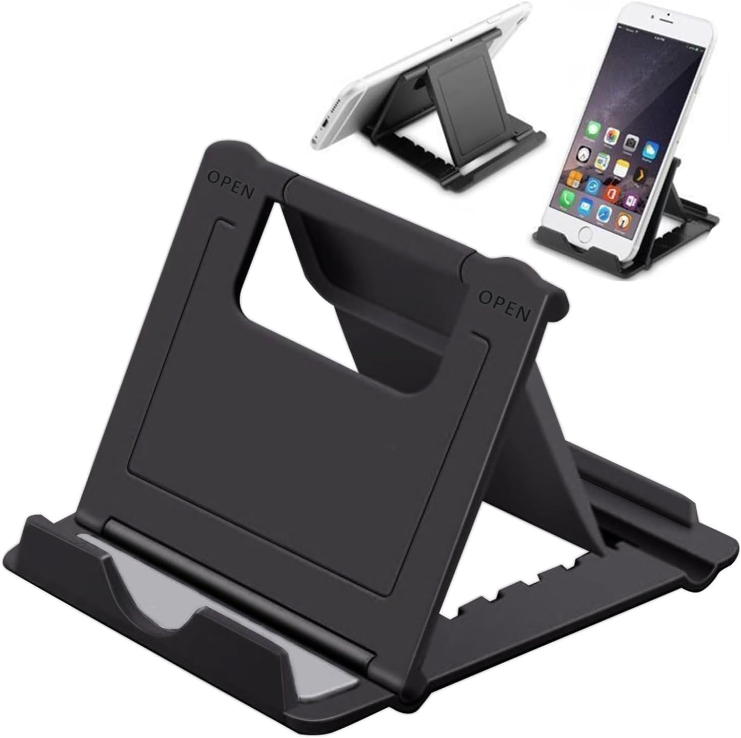 DRM 2 Pack Phone Stand Holder for Desk Portable Cell Phone Holder Multi-Angle Adjustable Compatible with iPhone, Huawei Galaxy Phones Tablet with 4-7.9 inch Display