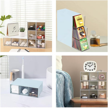 Plastic Tea Bag Organizer with 3 Drawers, Desk Drawer Organizer, Stackable Storage Drawers, White Tea Box, Makeup Organizer, Clear Tea Bag Storage, Coffee Storage for Tea Bags, Sugar Packets, Cosmetic