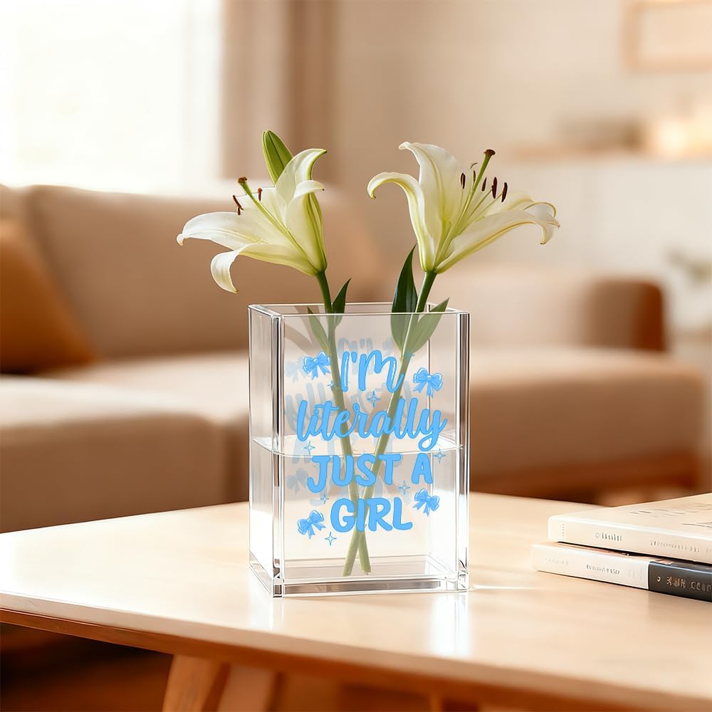 Just Breathe Acrylic Cosmetic Organizer Pen Holder, Anxiety Relaxing Acrylic Desk Holder Cup for Pen Pencil, Dandelion Desk Organizer, Mental Health Office Gifts for Coworker Leader Friend