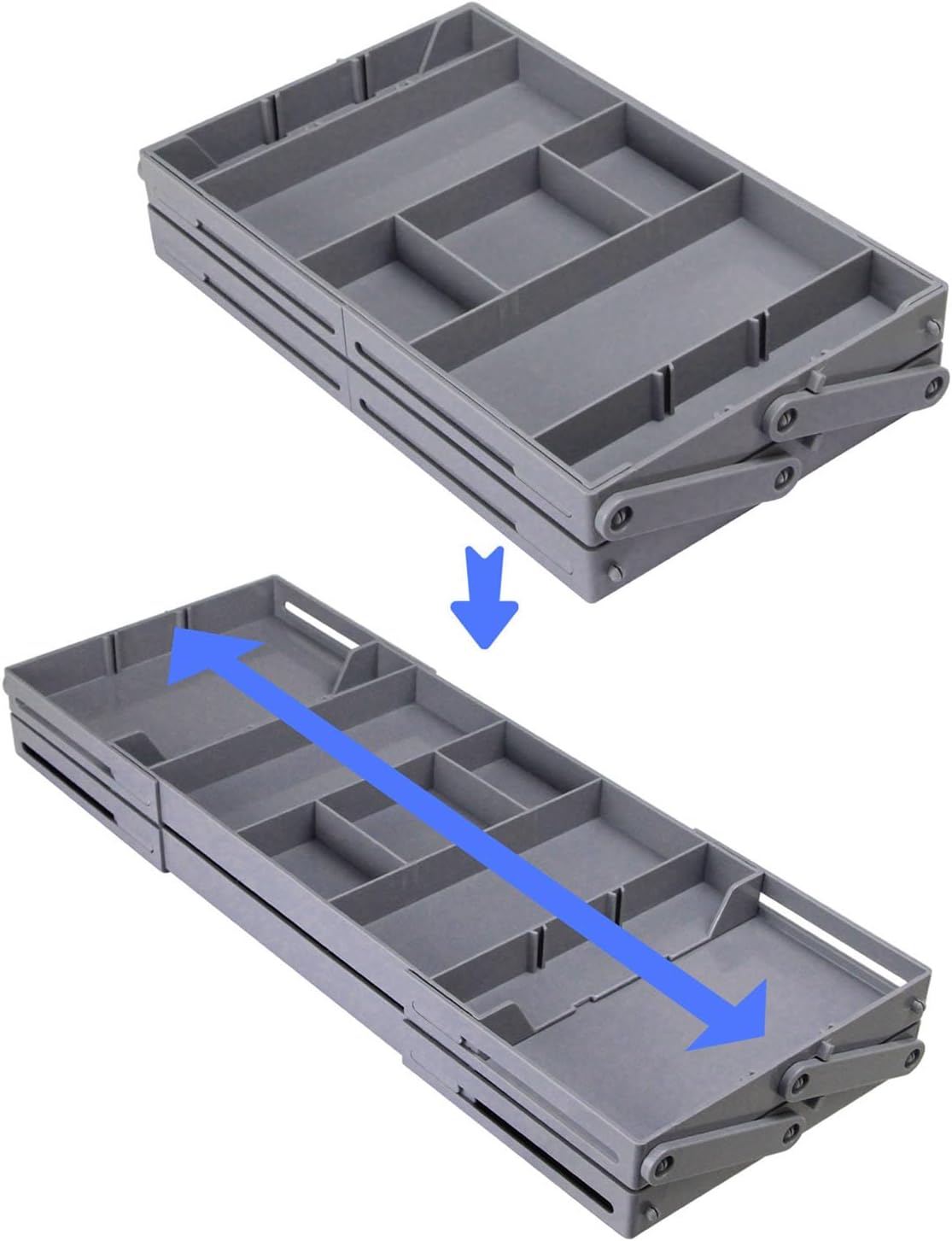 Fockety Drawer Organizer, Multi Level Collapsible Drawer Organizer with Adjustable Compartments, Expandable Desk Organizer Trays for Jewelry, Makeup, Silverware Storage Organizer (2