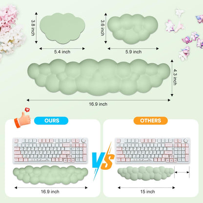 JIKIOU Upgrade Leather Cloud Keyboard Wrist Rest, Cloud Wrist Rest with Non-Slip PU Base, Comfortable Memory Foam Wrist Rest for Computer Laptop Mac Gaming Office and Pain Relief Christmas Wish Gift