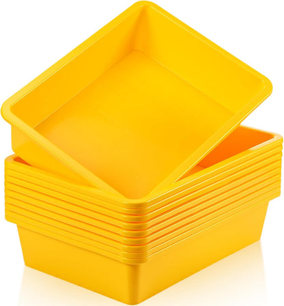 Hoteam 10 Pcs Flat Storage Organizer Tray Bin Paper Tray for Classroom Plastic Stackable File Organizer for School Office Teacher Book Organization(Clear,13.78 x 9.84 x 3.15 Inch)