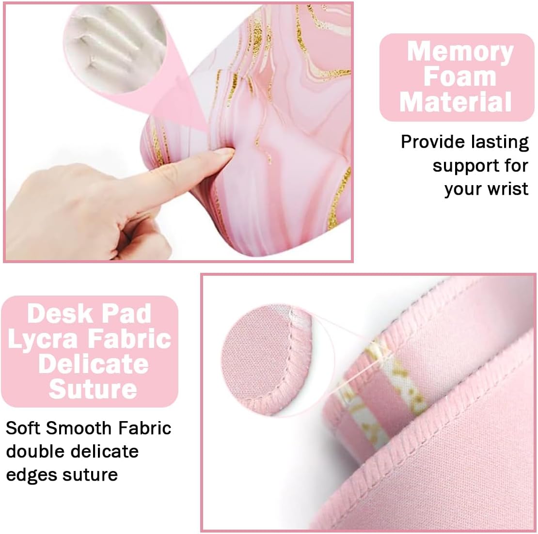 Memory Foam Set Wrist Rest Pad & Mouse Wrist Rest Support,Ergonomic Design for Office,Home,Laptop,Desktop Computer,Gaming Keyboard - Pink
