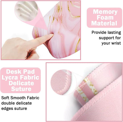 Memory Foam Set Wrist Rest Pad & Mouse Wrist Rest Support,Ergonomic Design for Office,Home,Laptop,Desktop Computer,Gaming Keyboard - Pink