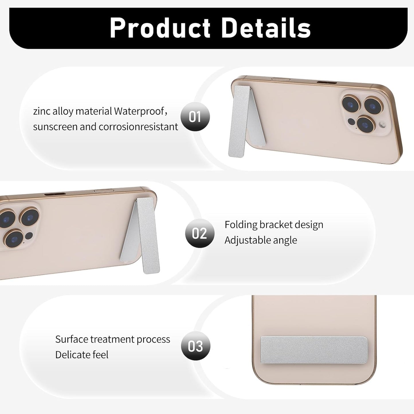 Ptwola 2 Pack Ultra-Thin Cell Phone Holder Adjustable Horizontal Phone Stand Invisible Foldable Desk Holder Mini Cell Phone Kickstand Accessories Compatible with Most Smartphone Universal Model