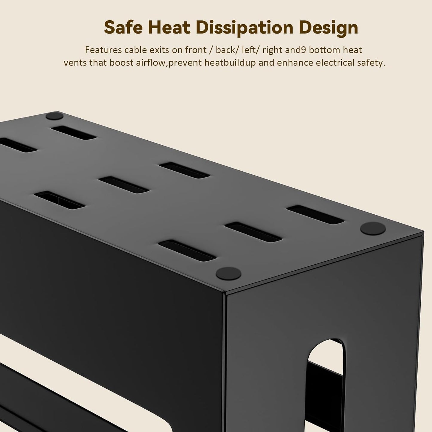 Metal Cable Management Box - Large Cable Organizer Box and Power Strip Box for Electrical Cord Hiding, Home Office Desk and Floor Cables Hider, TV Wires Storage Organization