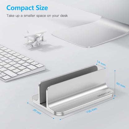 OMOTON Vertical Laptop Stand Holder, Desktop Aluminum Stand for MacBook with Adjustable Dock Size, Fits All MacBook, Surface, Chromebook and Gaming Laptops (Up to 17.3 inches),Black