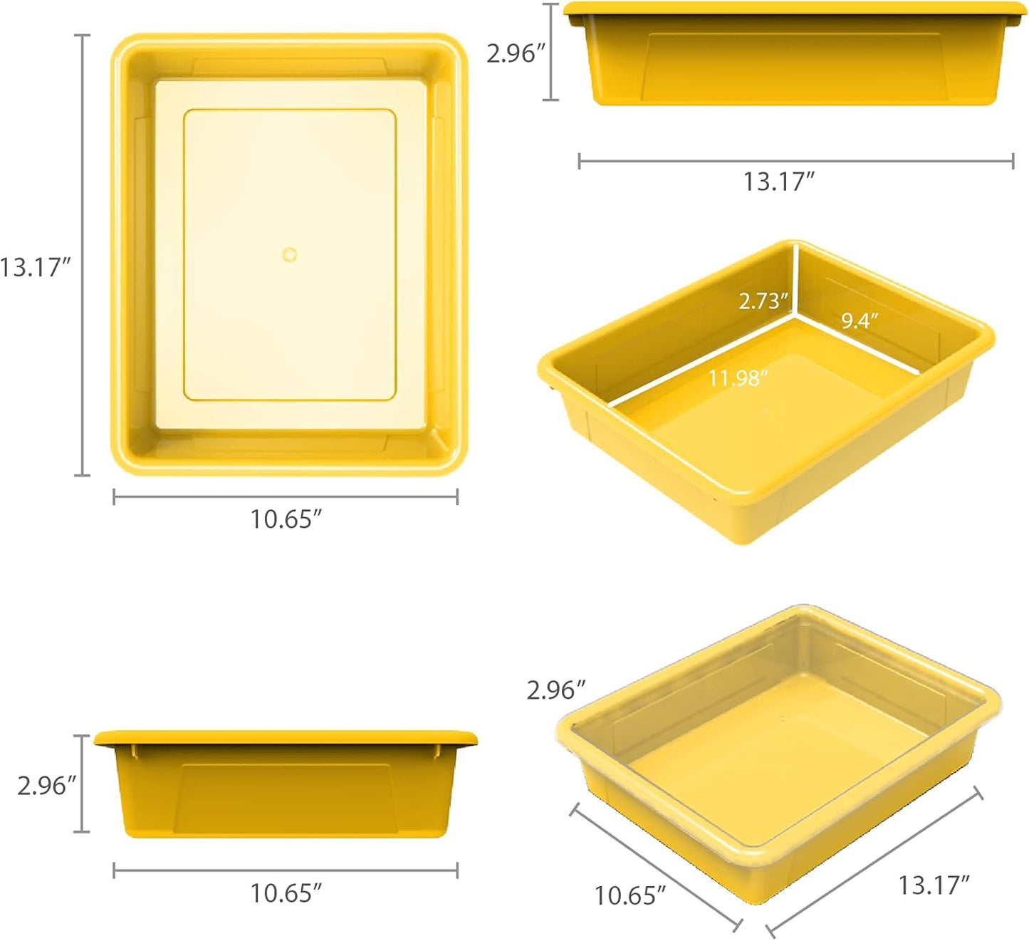 Storex Letter Size Flat Storage Tray – Organizer Bin for Classroom, Office and Home, Clear, 5-Pack (62531A05C), 10 x 13 x 3 Inches
