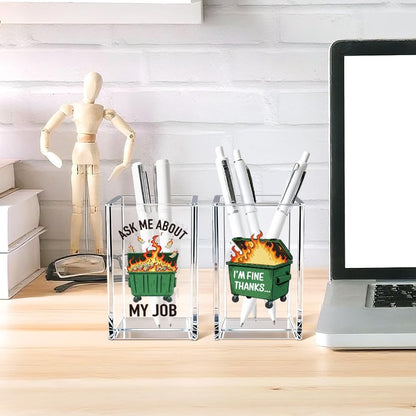 Everything is Figureoutable Acrylic Cosmetic Pencil Pen Holder Cup, Emotional Dumpster Fire Pencil Pen Holder Cup, Therapy Gifts, Mental Health Gifts for Women Colleague Boss Teacher