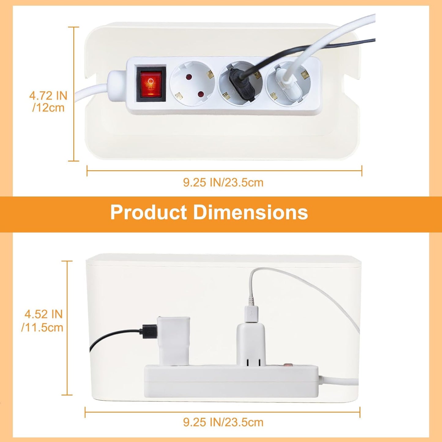 Mini Cable Management Cord Cover Wire Hider Box Concealer Organizer Protector System for Home Theater Entertainment Center Office School (Mini, White)