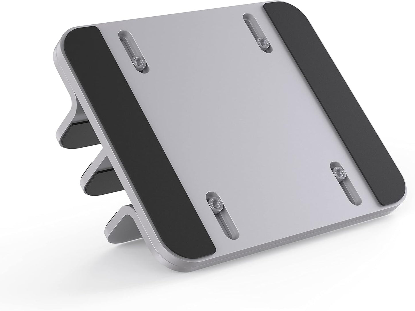 JOKItech Dual Aluminum Vertical Laptop Stand Organizer, Sturdy Notebook Computer Holder Stand Compatible with New Liquid Retina XDR Apple MacBook Air/Pro/Neo, Mac mini & iPad Pro - Black