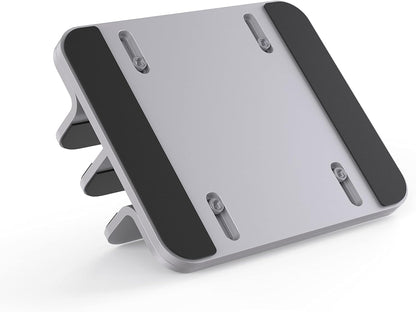 JOKItech Dual Aluminum Vertical Laptop Stand Organizer, Sturdy Notebook Computer Holder Stand Compatible with New Liquid Retina XDR Apple MacBook Air/Pro/Neo, Mac mini & iPad Pro - Black
