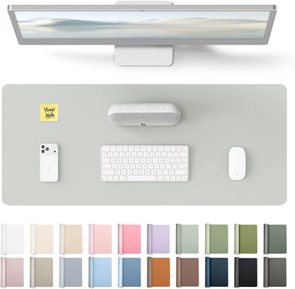 YSAGi Leather Desk Protector, Office Mat, Large Mouse Mat, Non-Slip PU Leather Blotter, Laptop Pad, Waterproof Writing Pad for Office and Home (Light Pink, 23.6" x 13.8") - Colors A