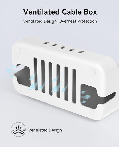 ORICO Cable Management Box with Phone Stand Lid, Large Cord Organizer Case for Hiding Power Strips & Surge Protectors, Heat Dissipation Desktop Wire Hider for Home, Office, School - PB02