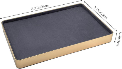 Metal Jewelry Tray, Valet Tray, Bedside Table and Desktop Organizer. It is Stackable and can be Used to Display Watches, Rings, Earrings and Bracelets（Brown）