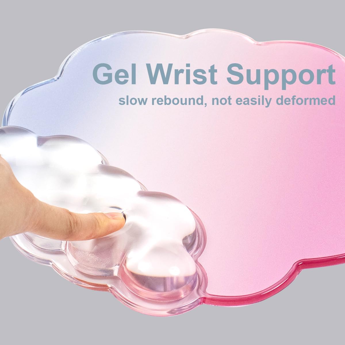 Gel Wrist Rest and Cloud Mouse Pad Support for Keyboard and Mouse - Ergonomic Pink Keyboard Wrist Pad Set for Typing Pain Relief/Computer/Laptop/Gaming/Home/Office (Cloud Shape, Gradient Blue Pink)