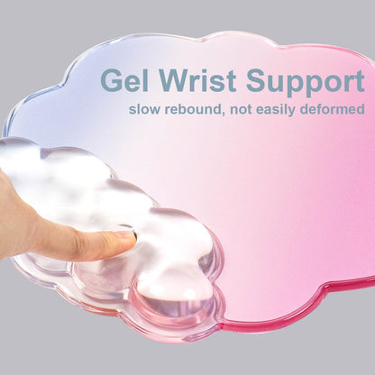 Gel Wrist Rest and Cloud Mouse Pad Support for Keyboard and Mouse - Ergonomic Pink Keyboard Wrist Pad Set for Typing Pain Relief/Computer/Laptop/Gaming/Home/Office (Cloud Shape, Gradient Blue Pink)