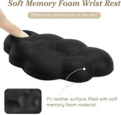 Cloud Wrist Rest Cushion for Mouse Ergonomic Soft PU Leather Memory Foam Wrist Pain Relief Mouse Wrist Support Pad with Anti-Skid Base for Office School Home Laptop & Computer Mouse (Black)