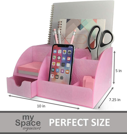 My Space Organizers Clear Acrylic Desk Oganizer, 9 Compartments, Office Supplies and Desk Accessories Organizer, Home Decor Desktop Organizer (Clear)