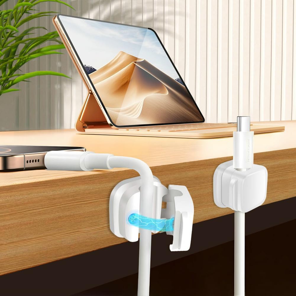 18 Pack Cord Organizer Holder,Magnetic Cable Clips Management, Easy Adhesive Phone USB Charger Cord Keeper, Hide Or Organize Desk Cable for Kitchen, Office, Car, Nightstand （Black）