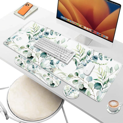 Desk Pad and Keyboard Wrist Rest, Large Mouse Pad + Keyboard Pad+Mouse Wrist Support, Non-Slip Desk Mat Protector for Office, Home 31.5×11.8 Inches Anime Dragon