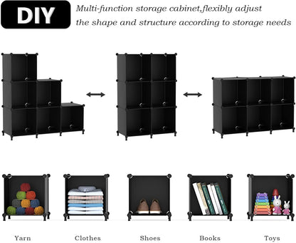 AWTATOS Cube Storage Organizer, Storage Cubes Shelves Bookshelf, 6 Cube Closet Organizers and Storage, DIY Stackable Plastic Clothes Organizer Shelving for Bedroom, Home, White