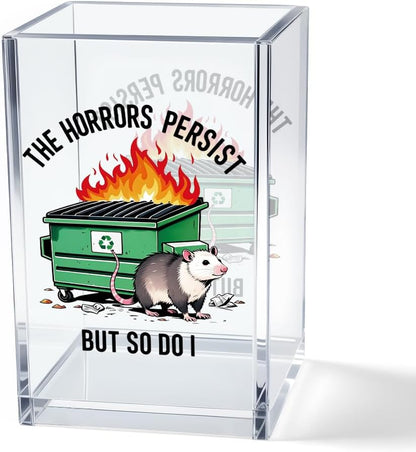 Everything is Figureoutable Acrylic Cosmetic Pencil Pen Holder Cup, Emotional Dumpster Fire Pencil Pen Holder Cup, Therapy Gifts, Mental Health Gifts for Women Colleague Boss Teacher