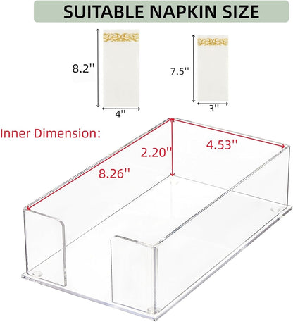 Cididu 2 Pack Acrylic Napkin Holder for Table, Clear Guest Paper Hand Towel Holder for Bathroom Countertop, 0.12'' Thickness Paper Napkin Dispenser Organizer Tray for Parties, Weddings, Party, Hotel